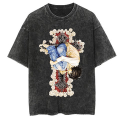 Nysekai "Cross L" Death Note Vintage Washed Oversized T-Shirt