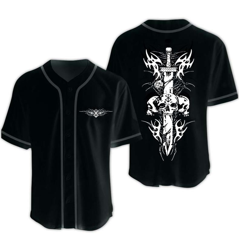 Berserk Skull Death Metal Baseball Jersey - Nysekai
