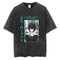 Nysekai "Lawliet" Death Note Vintage Washed Oversized T-Shirt