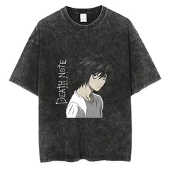Nysekai "L" Death Note Vintage Washed Oversized T-Shirt