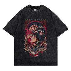 Nysekai "Eren Yeager Attack Titans Power" Attack on Titan Vintage Washed Oversized T-Shirt V2