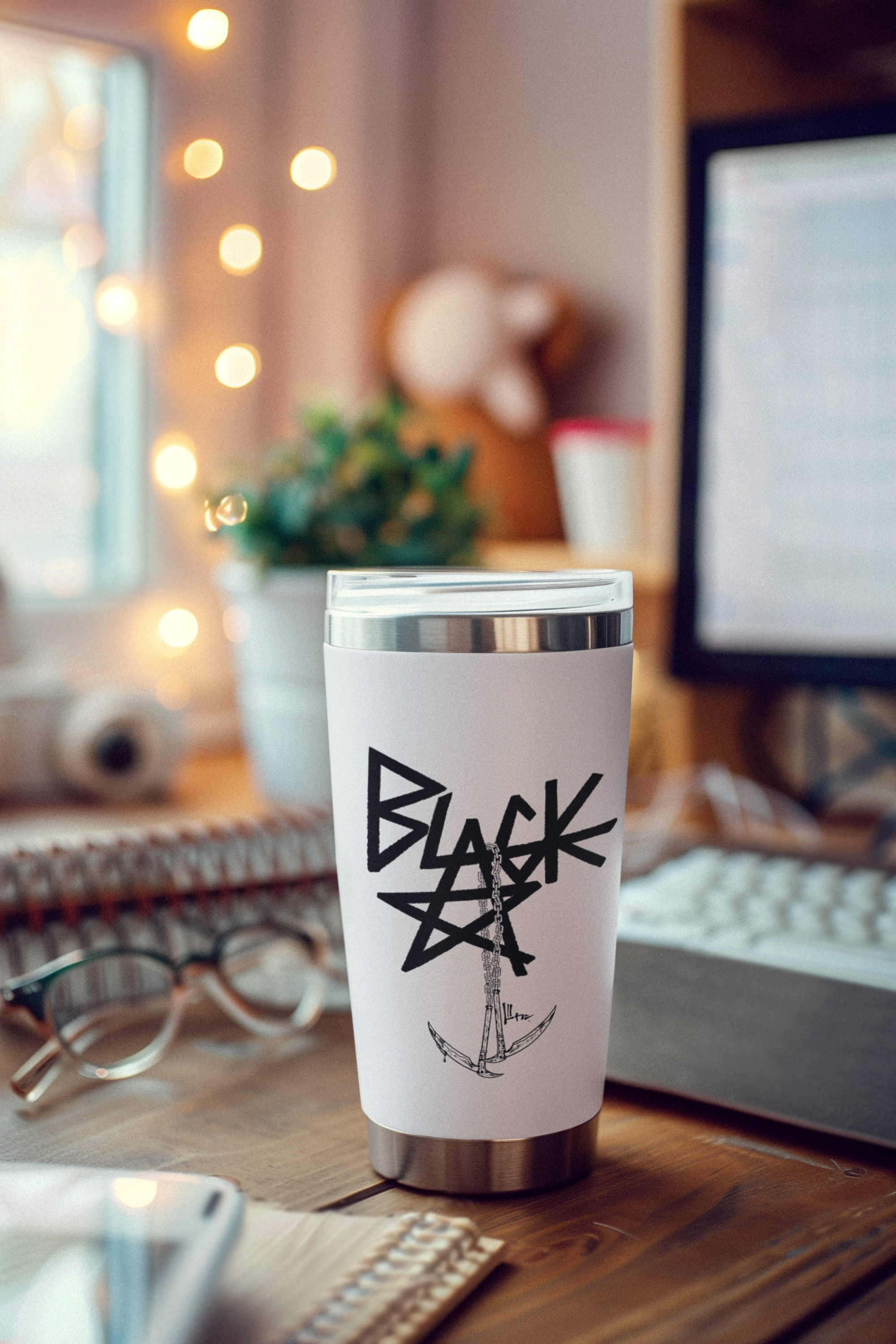a cup that is sitting on a desk
