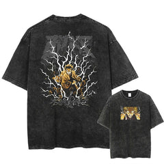 Nysekai "Lightning Rampage" Demon Slayer Vintage Washed Oversized T-Shirt