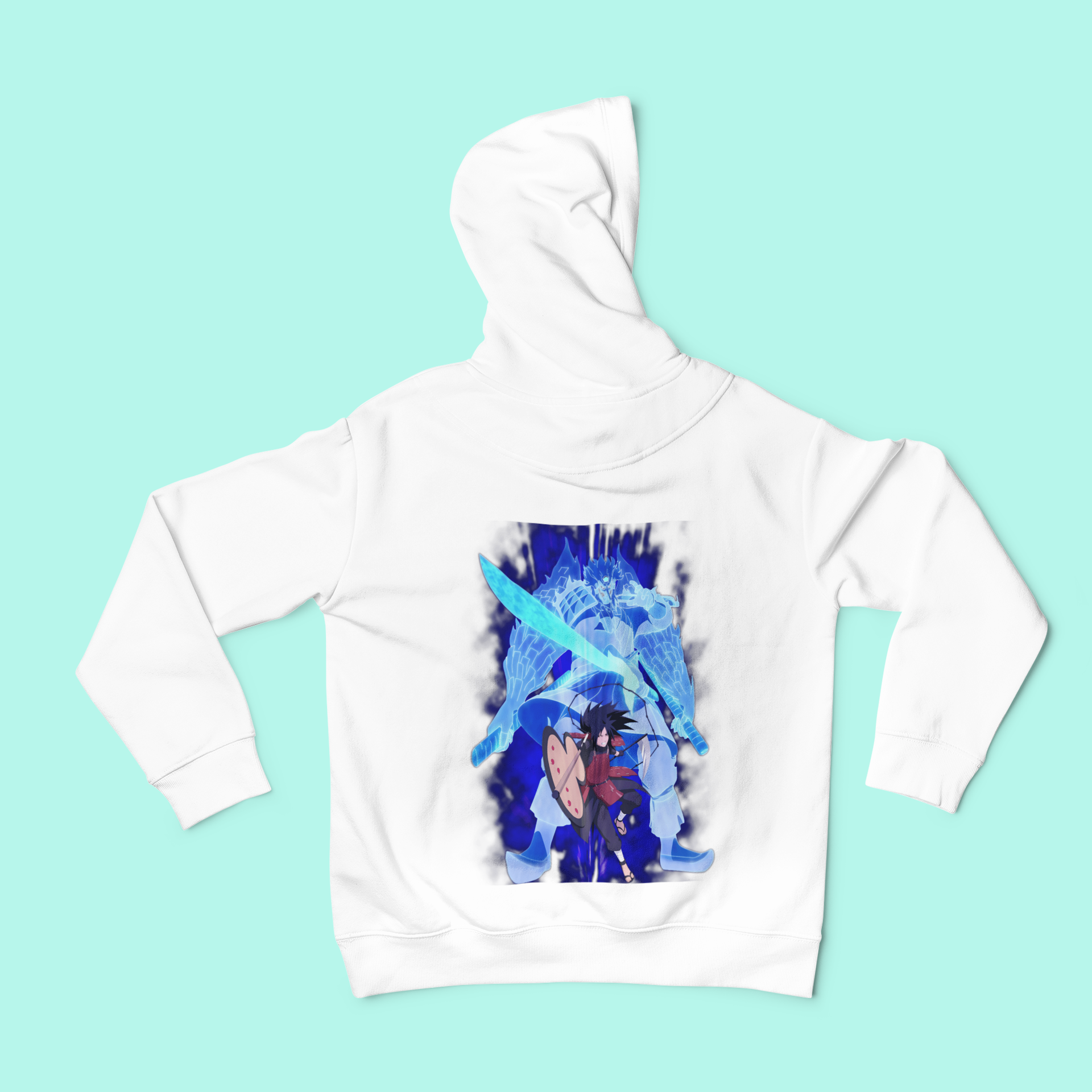 a white hoodie with a picture of a dragon on it