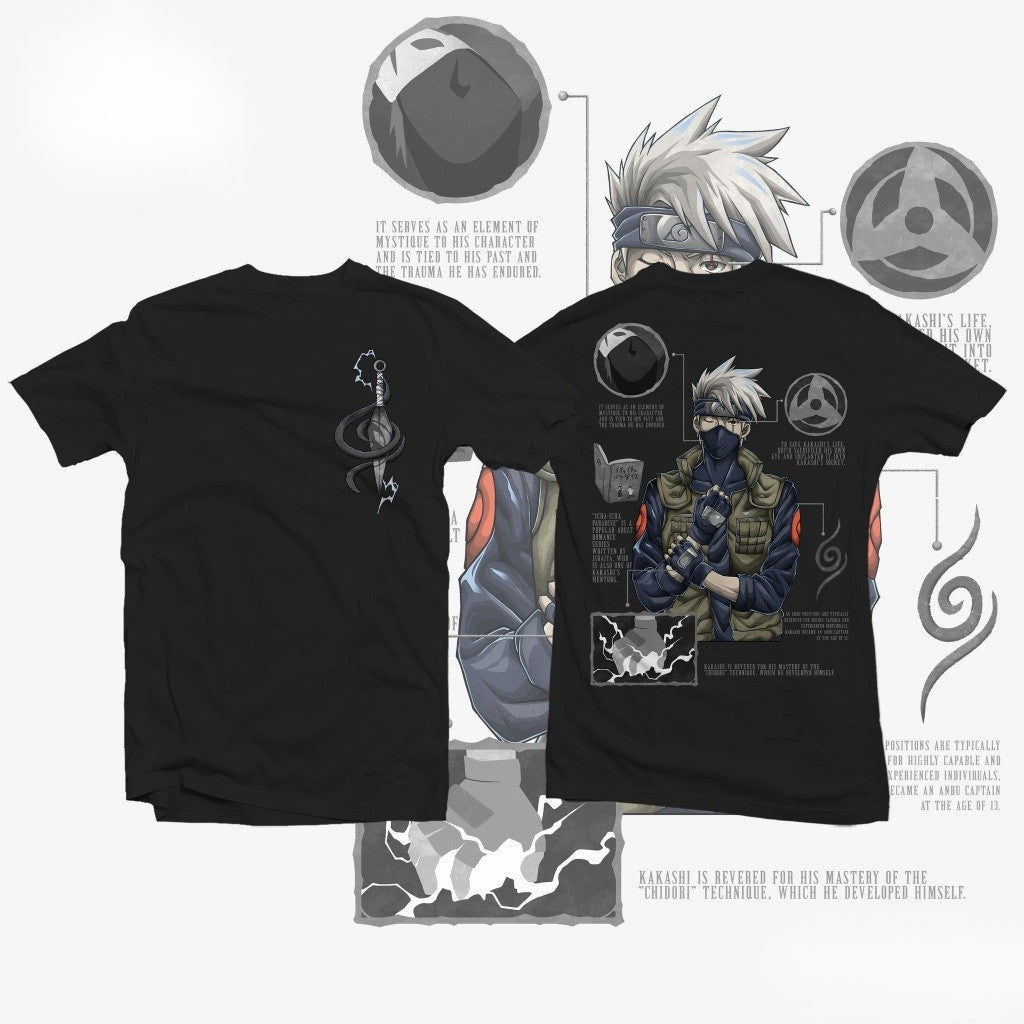 a black t - shirt with a picture of an anime character on it