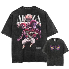 Nysekai "Akaza" Demon Slayer Vintage Washed Oversized T-Shirt