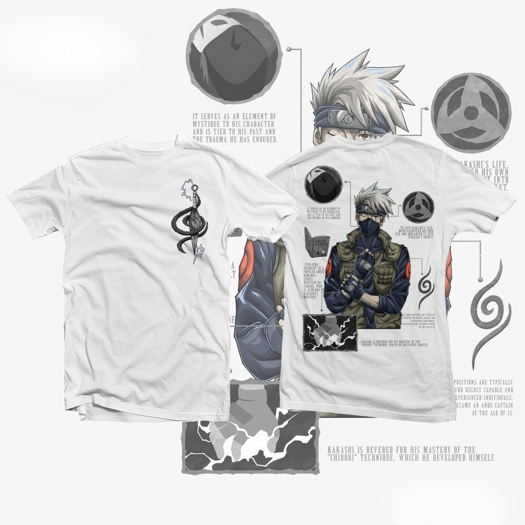 a white t - shirt with a picture of a guy with a gun on it