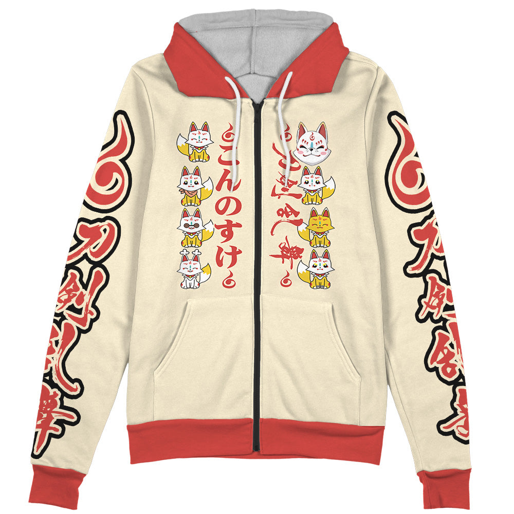 Cute Foxes Touken Ranbu Streetwear Zip Hoodie Jacket