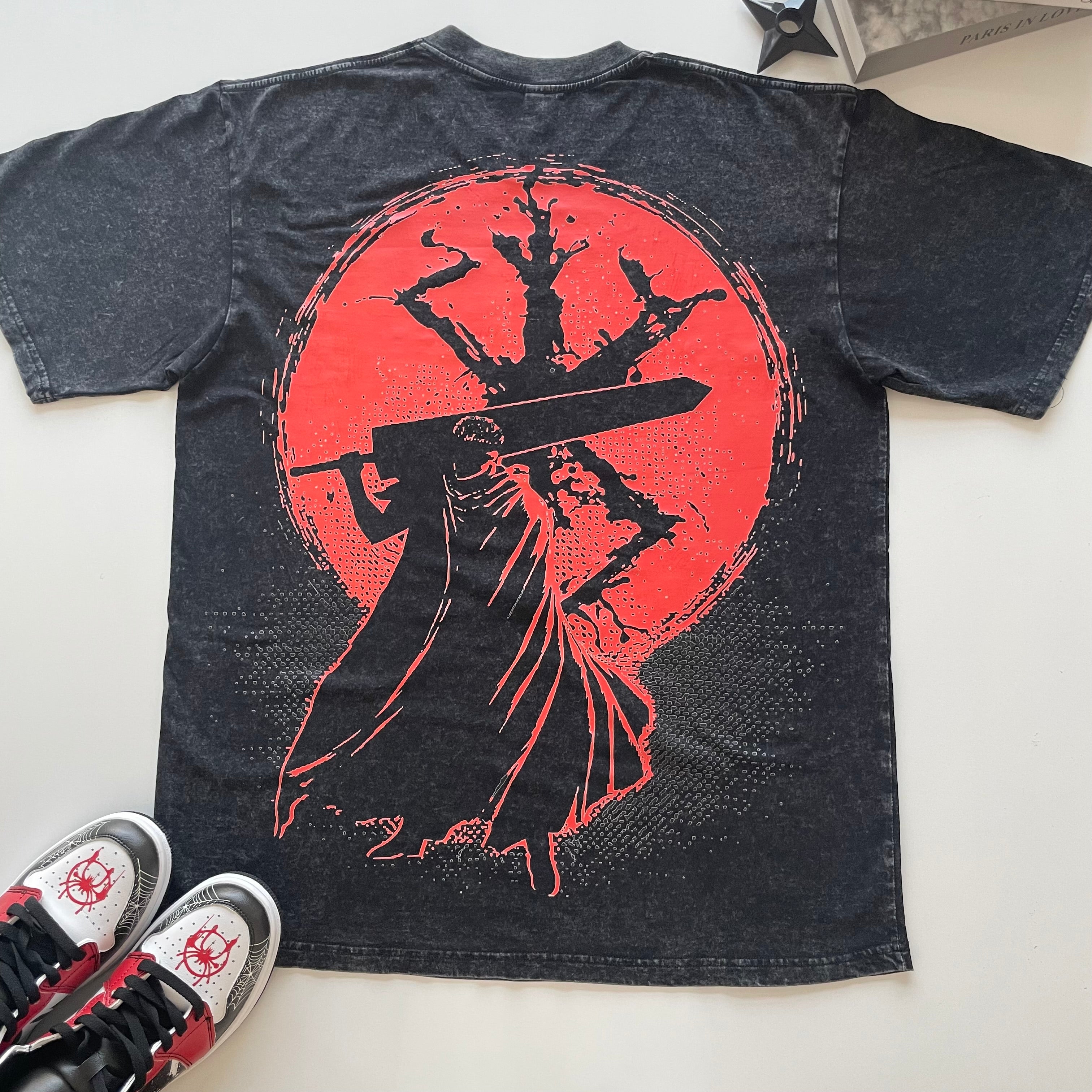 Nysekai "Berserk Guts Anime Aesthetic Vintage Oversize T Shirt - Nysekai