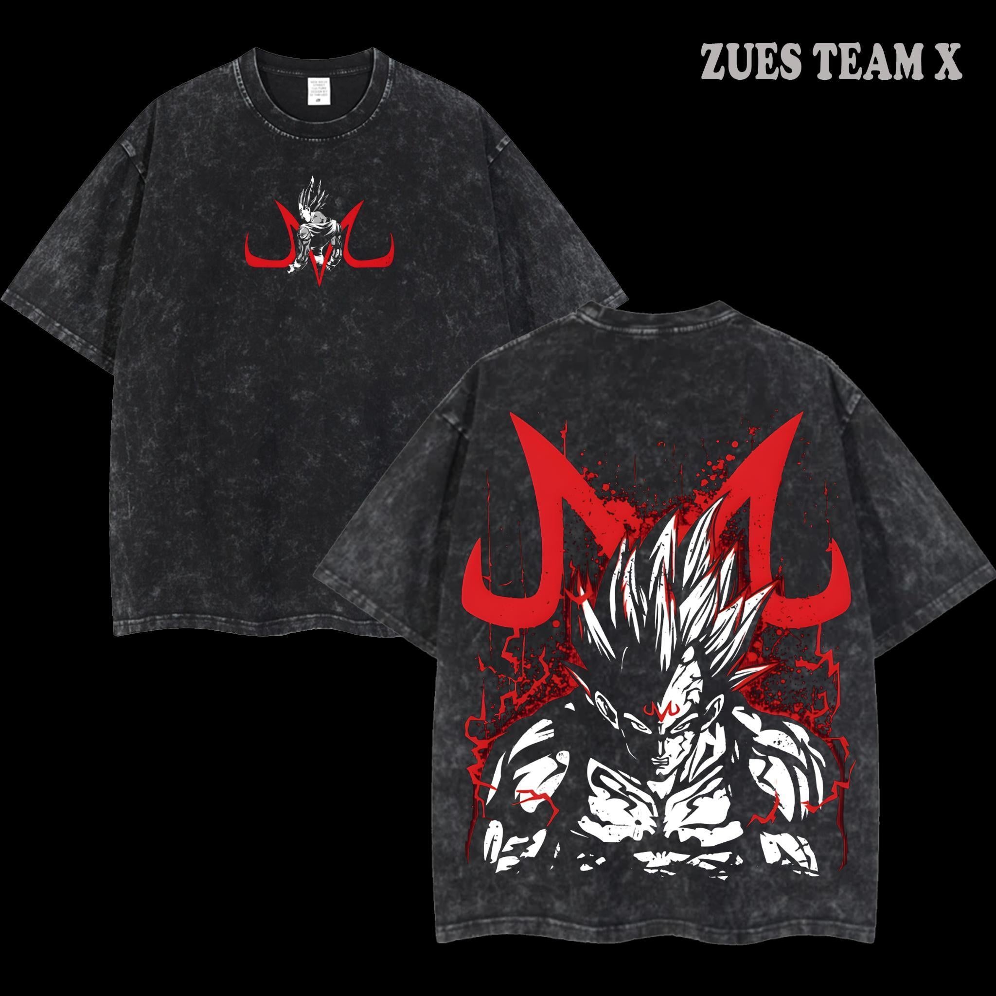 Nysekai "Super Saiyan Majin Vegeta Dragon Ball Z" Vintage Washed Oversized T-shirt - Nysekai