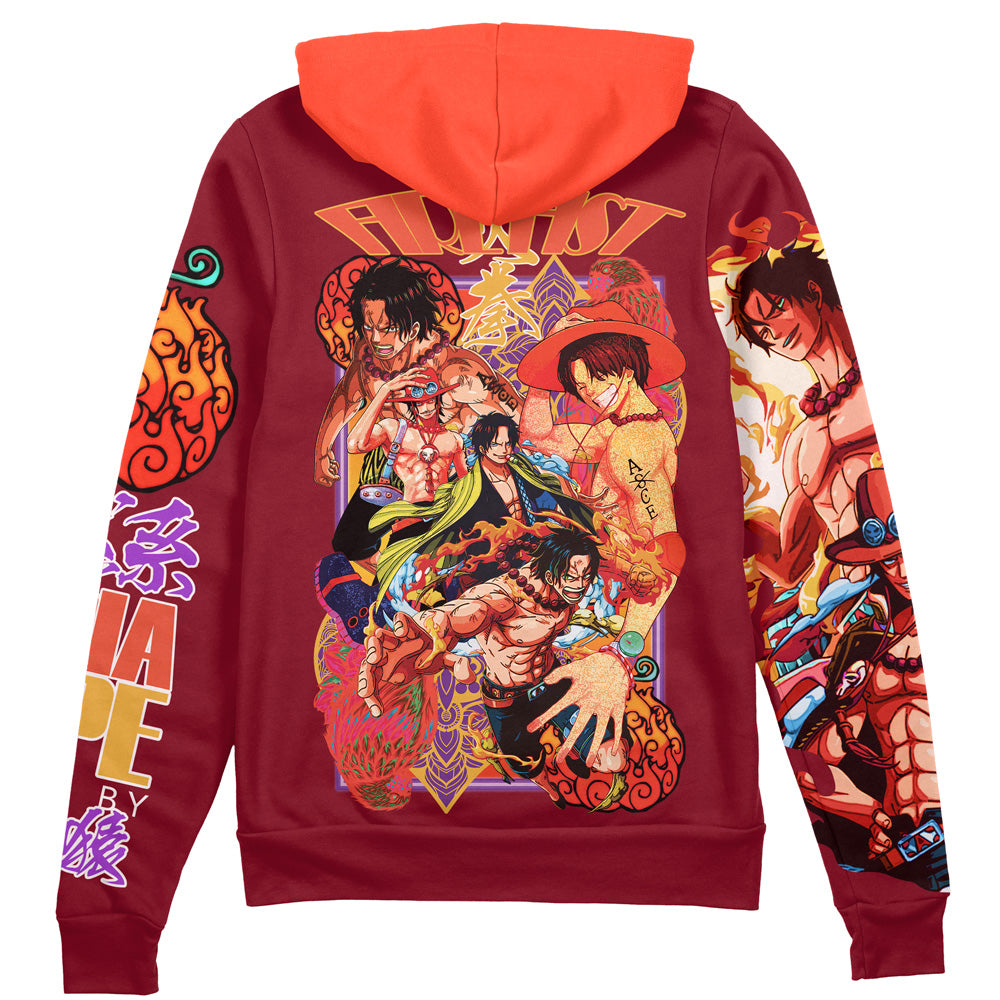 Portgas D. Ace V3 One Piece Streetwear Zip Hoodie Jacket