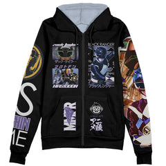 Black Ranger Mighty Morphin Power Rangers Streetwear Zip Hoodie Jacket
