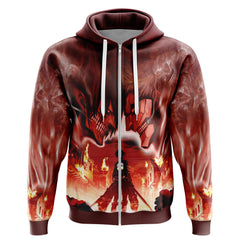 Burning Attack on Titan Zip Hoodie Jacket