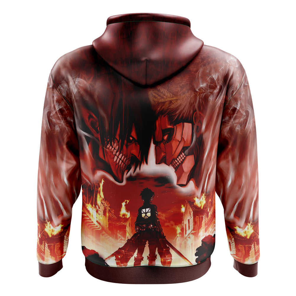 Burning Attack on Titan Zip Hoodie Jacket