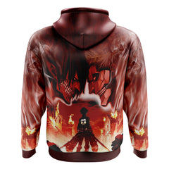 Burning Attack on Titan Zip Hoodie Jacket