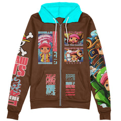 Tony Tony Chopper V4 One Piece Streetwear Zip Hoodie Jacket
