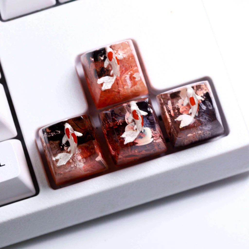 Black and Red Koi Spacebar Keycap - Nysekai