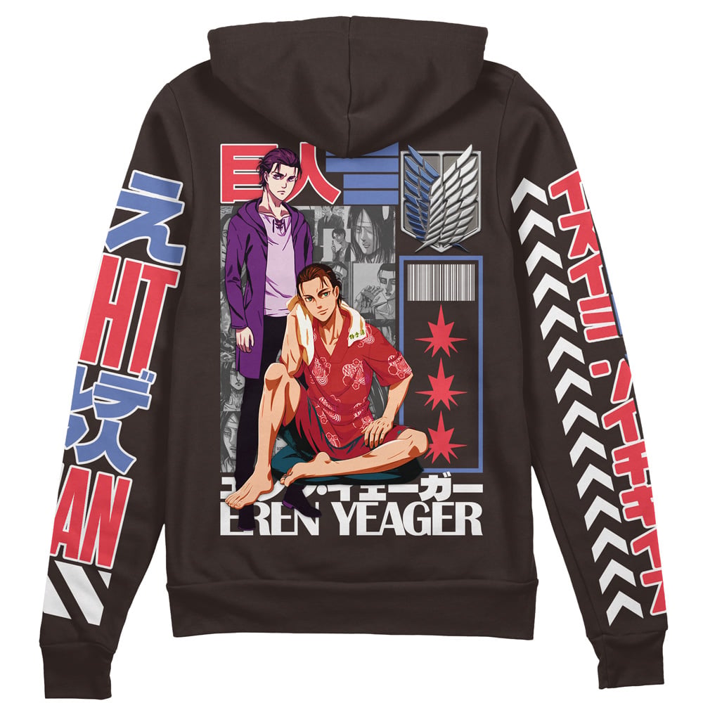 Eren Yeager V2 Attack on Titan" Streetwear Zip Hoodie Jacket