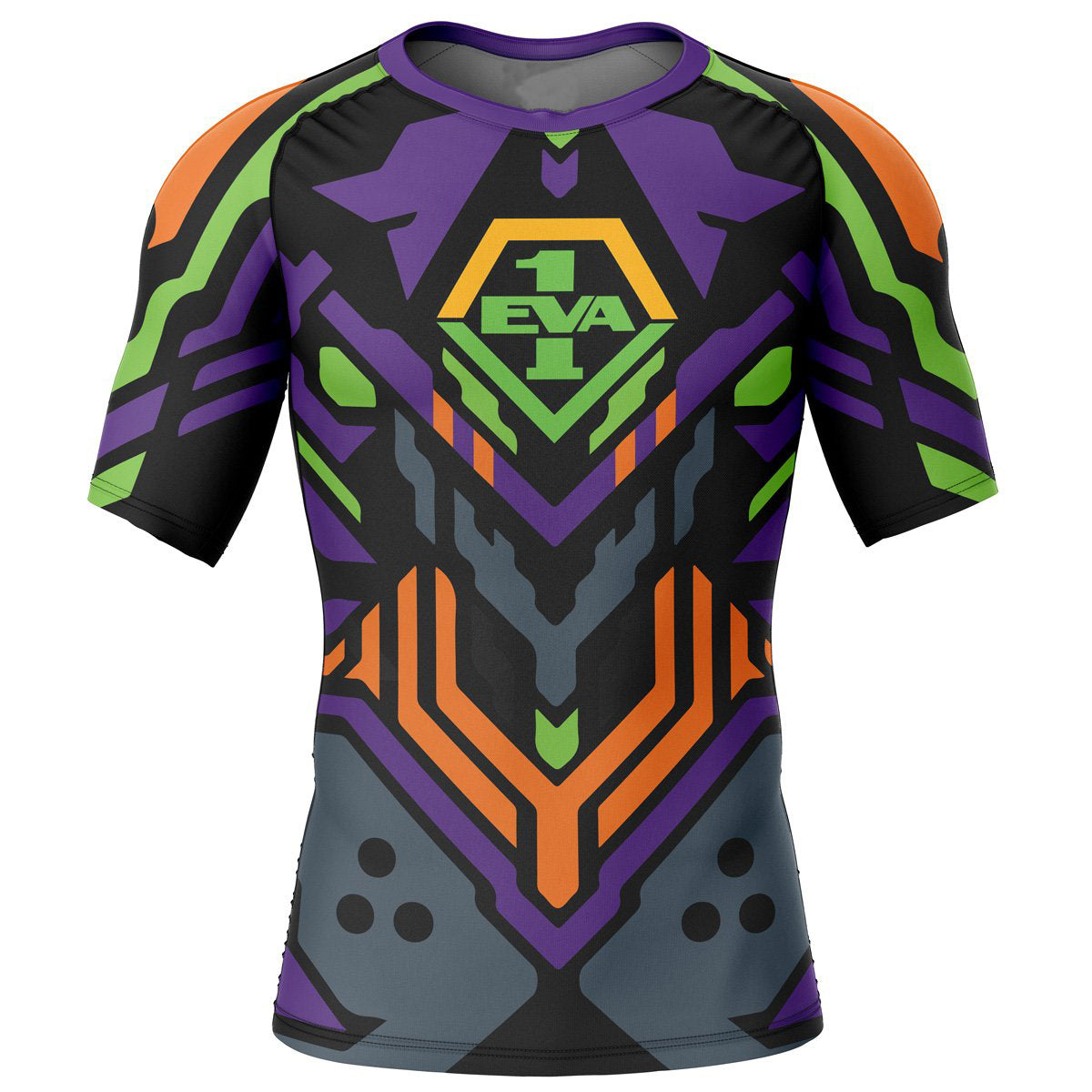 Eva 01 Evangelion Short Sleeve Rash Guard Compression Shirt