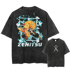 Nysekai "Zenitsu" Demon Slayer Vintage Washed Oversized T-Shirt