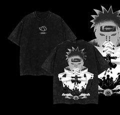 Nysekai "Pain Akatsuki" Naruto Vintage Washed Oversized T-Shirt