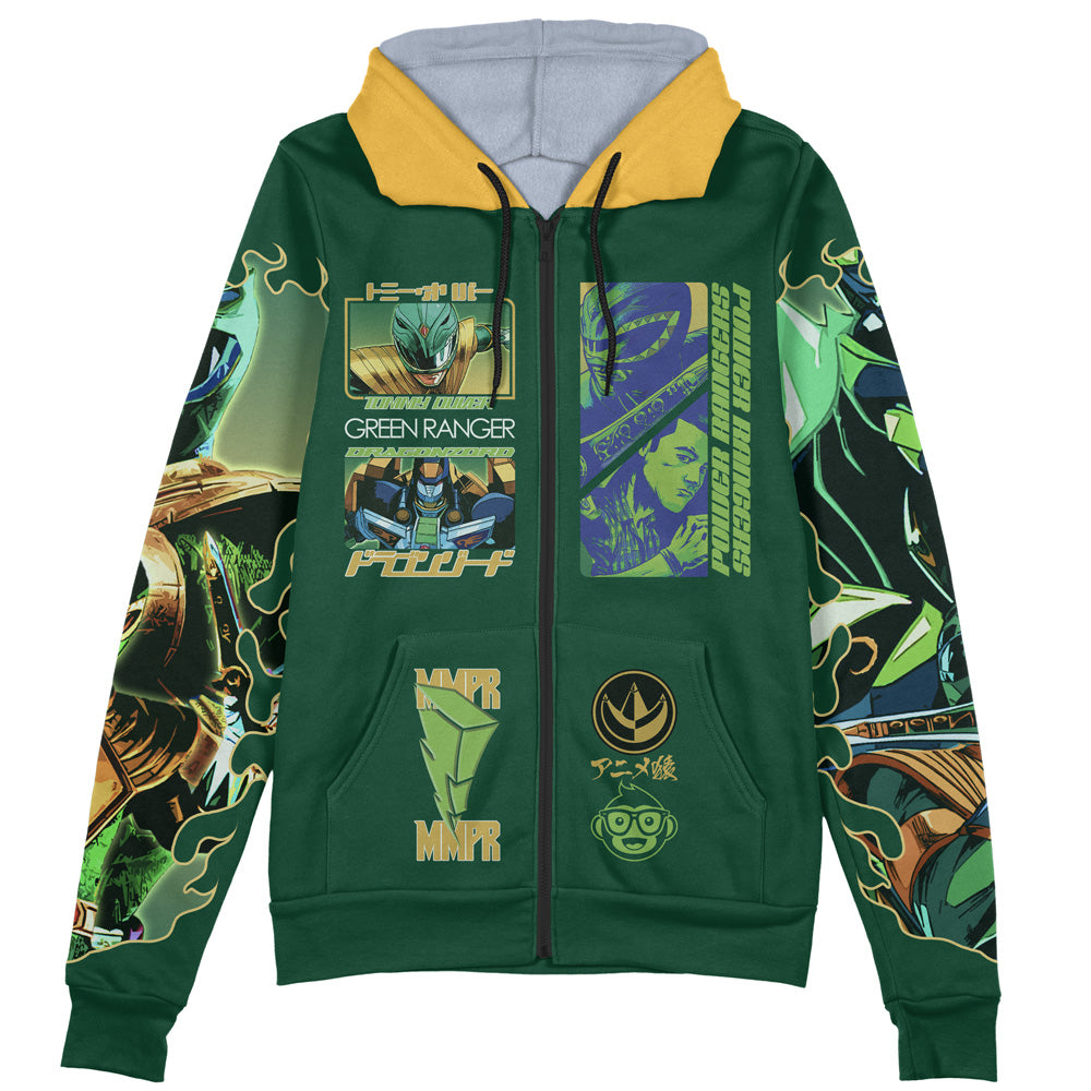 Green Ranger Mighty Morphin Power Rangers Streetwear Zip Hoodie Jacket