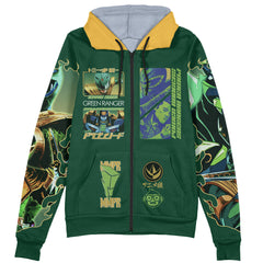 Green Ranger Mighty Morphin Power Rangers Streetwear Zip Hoodie Jacket
