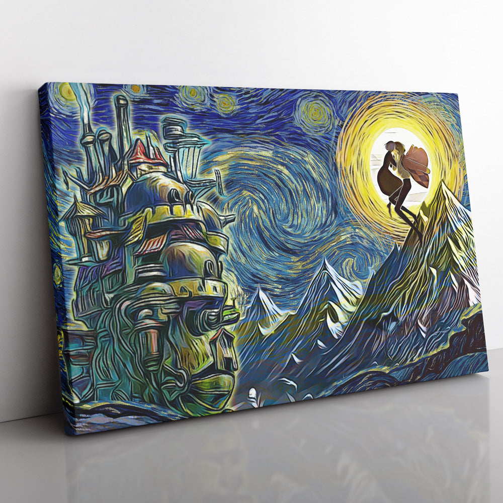 Howl's Moving Castle Starry Night Studio Ghibli Canvas Print Wall Art - Nysekai