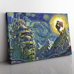 Howl's Moving Castle Starry Night Studio Ghibli Canvas Print Wall Art - Nysekai