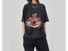 Nysekai "Eren Yeager Attack Titans Power" Attack on Titan Vintage Washed Oversized T-Shirt V10