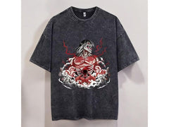 Nysekai "Eren Yeager Attack Titans Power" Attack on Titan Vintage Washed Oversized T-Shirt V10