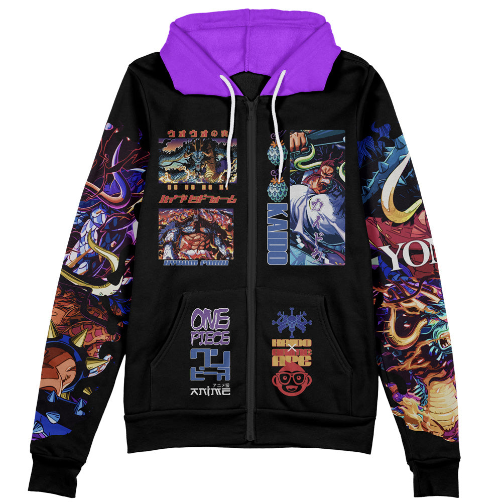 Kaido V3 One Piece Streetwear Zip Hoodie Jacket