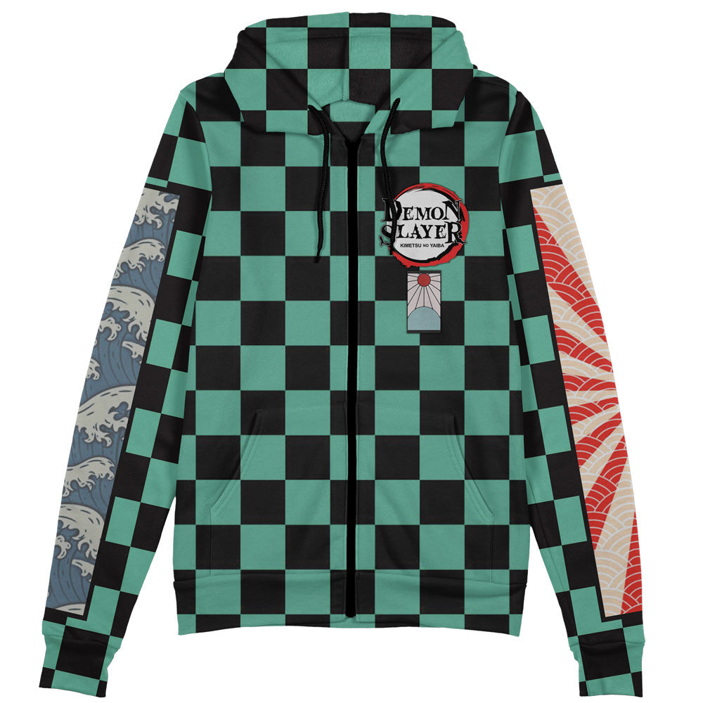 Kamado Tanjiro Haori Demon Slayer Streetwear Zip Hoodie Jacket