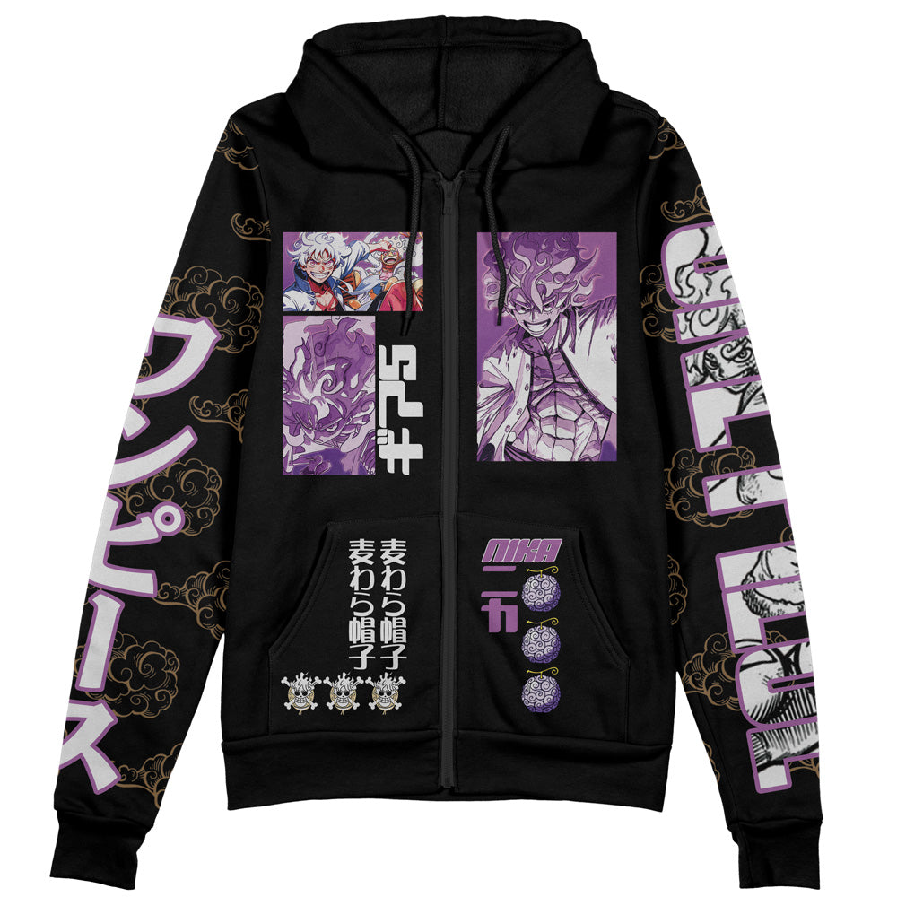 Monkey D. Luffy Gear 5th V4 One Piece Streetwear Zip Hoodie Jacket