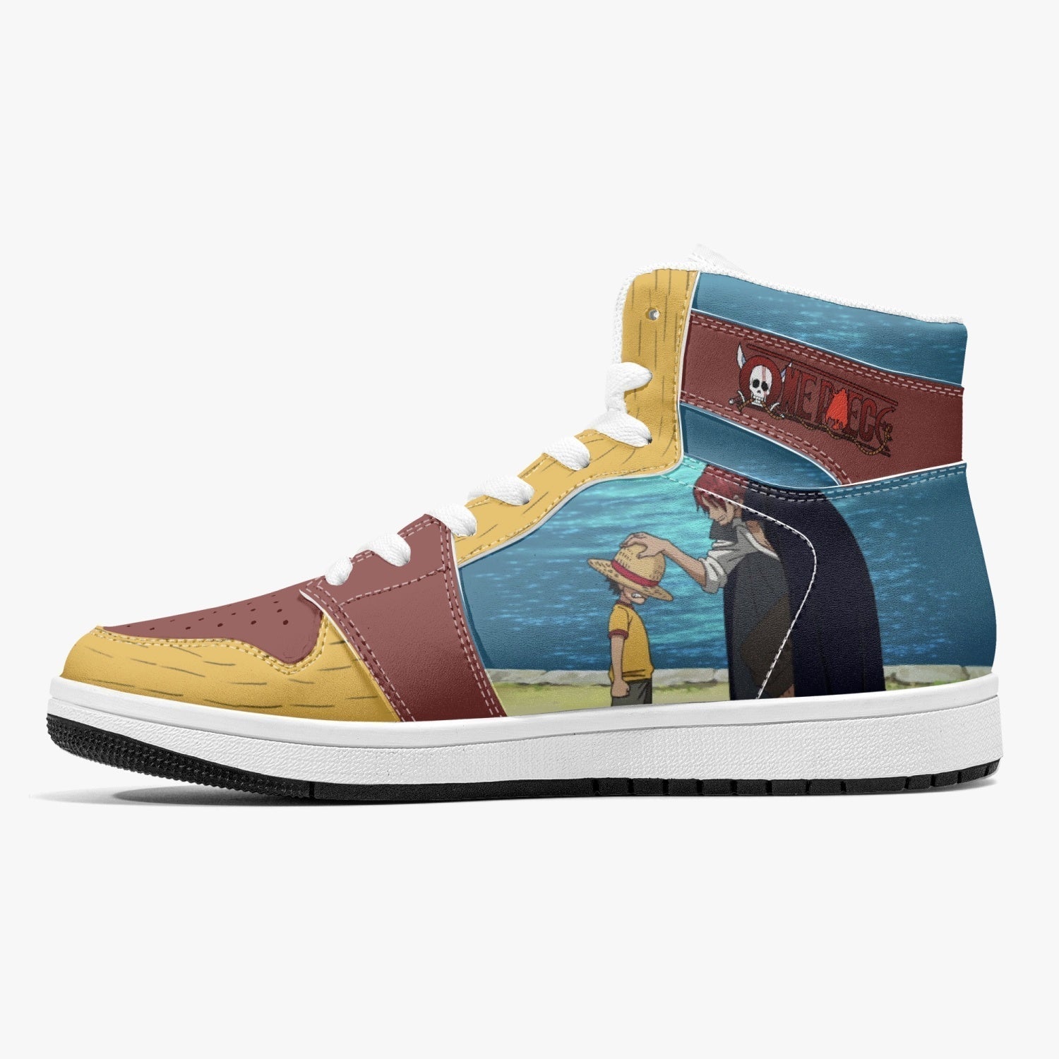 Luffy and Shanks One Piece Mid 1 Basketball Shoes