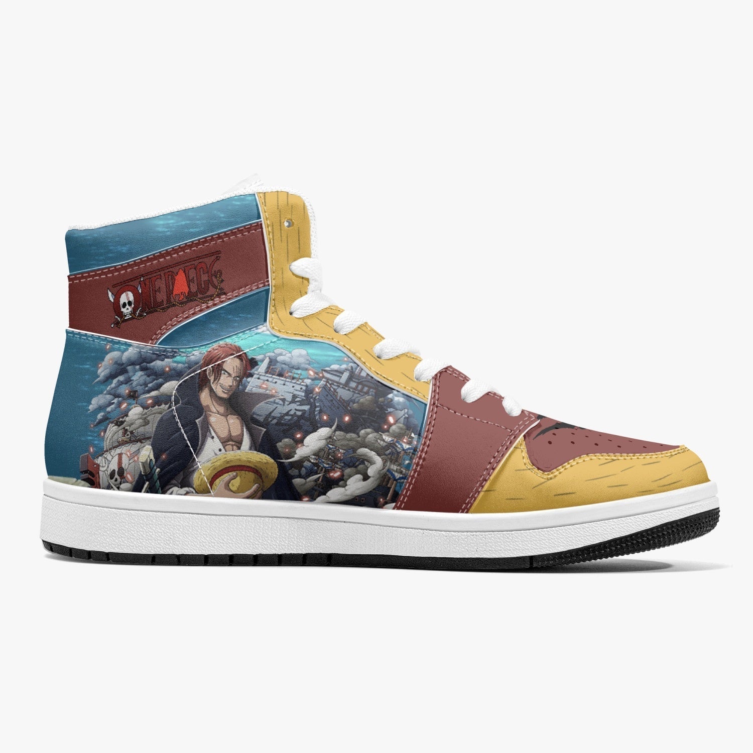 Luffy and Shanks One Piece Mid 1 Basketball Shoes