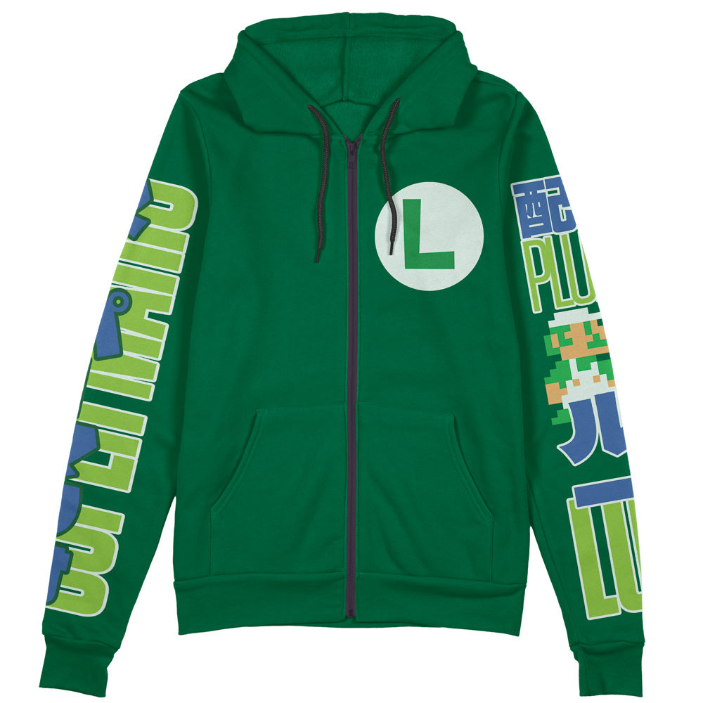 Luigi Mario Bros Streetwear Zip Hoodie Jacket