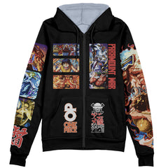 Marineford War One Piece Streetwear Zip Hoodie Jacket