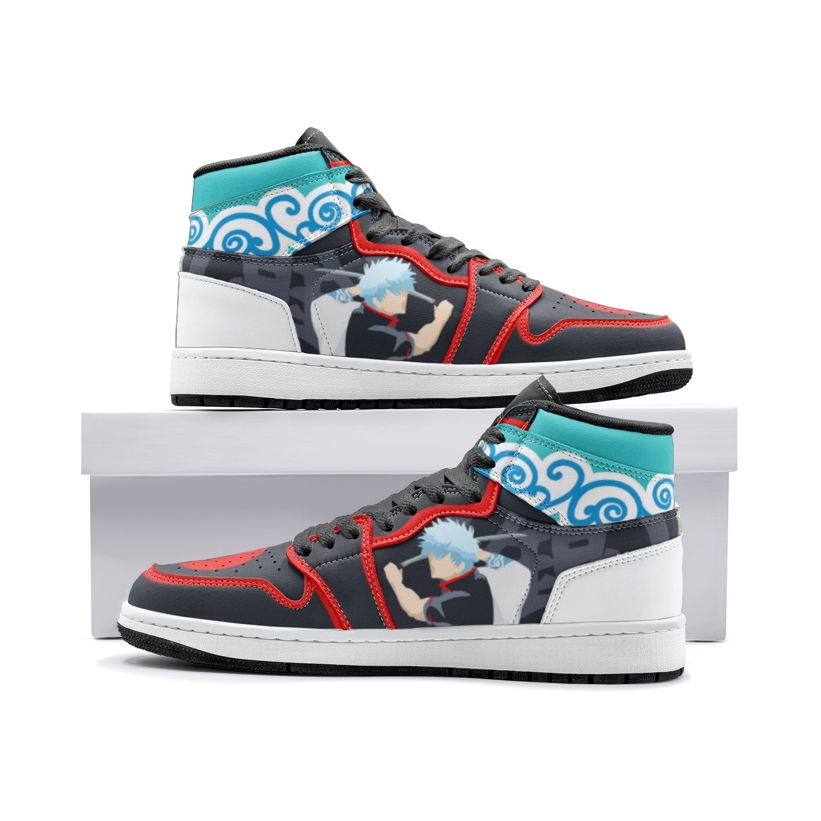 Gintoki Kimono Pattern Gintama Mid 1" Basketball Shoes