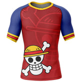 Monkey D. Luffy Straw Hat One Piece Short Sleeve Rash Guard Compression Shirt