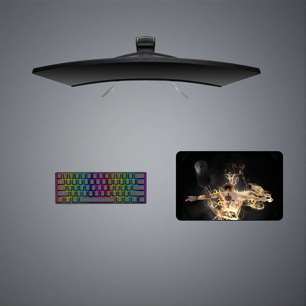 One Piece Ace Flames Design M-XXL Size Gaming Mouse Pad, Computer Desk Mat