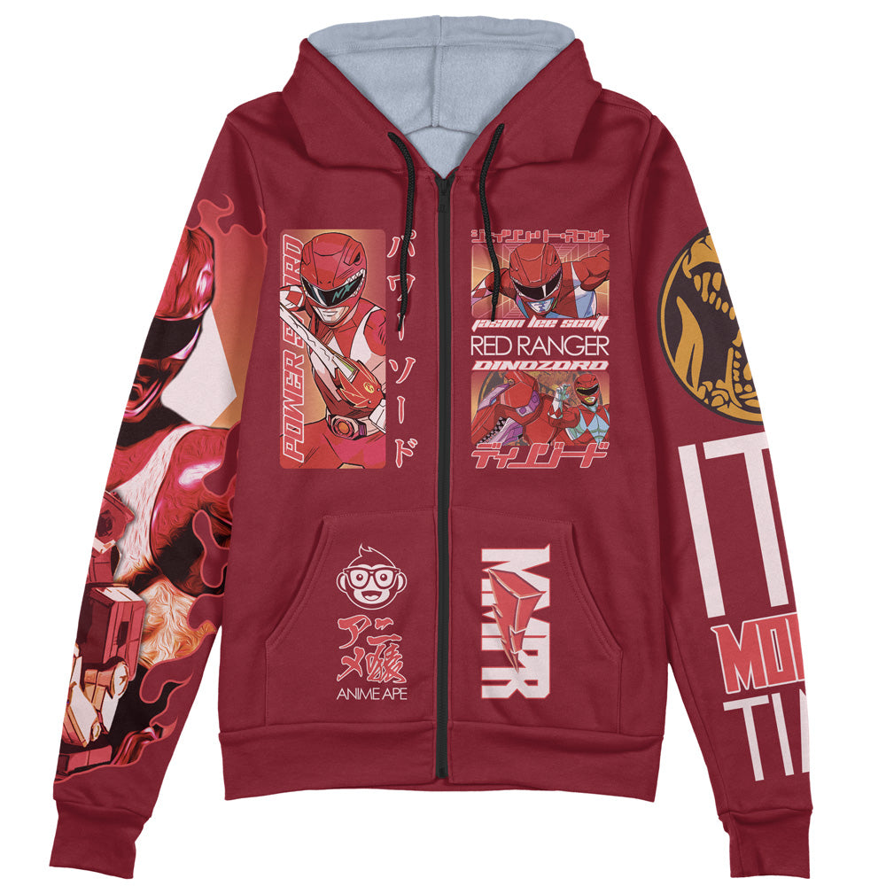 Red Ranger Mighty Morphin Power Rangers Streetwear Zip Hoodie Jacket