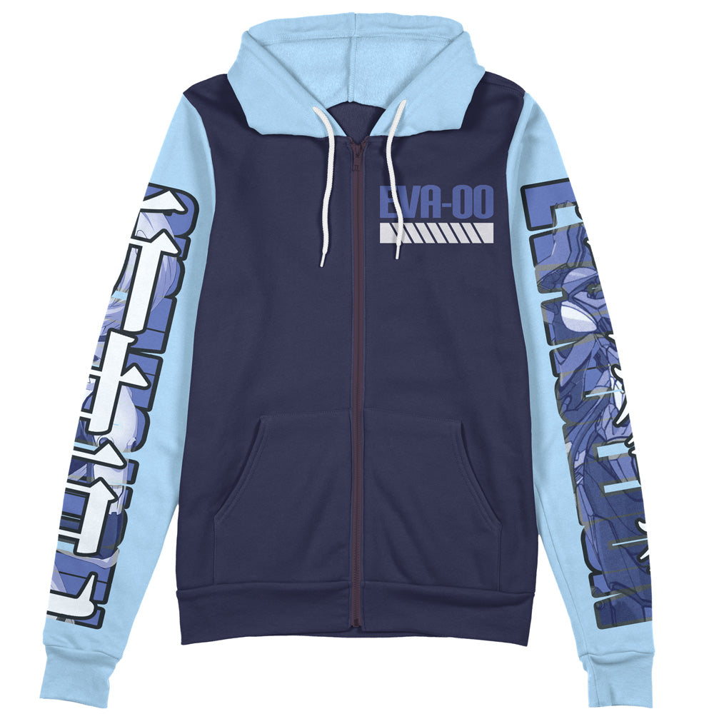 Rei Ayanami x Eva 00 Neon Genesis Evangelion Streetwear Zip Hoodie Jacket