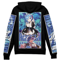 Rem Re Zero" Streetwear Zip Hoodie Jacket