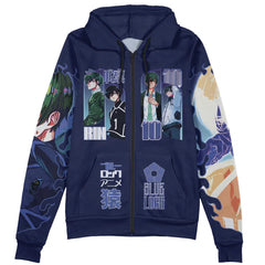 Itoshin Rin V2 Blue Lock Streetwear Zip Hoodie Jacket