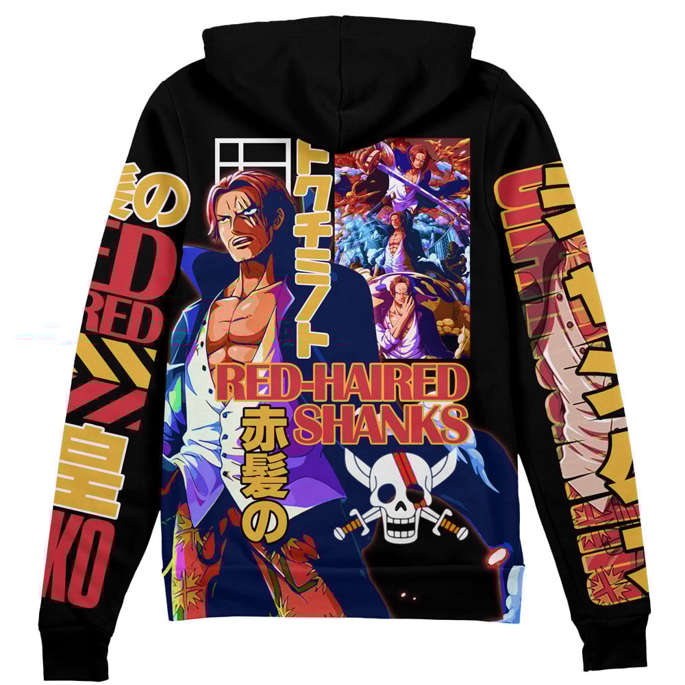 Shanks V2 One Piece" Streetwear Zip Hoodie Jacket