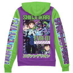 Shinji Ikari x Eva 01 Neon Genesis Evangelion Streetwear Zip Hoodie Jacket