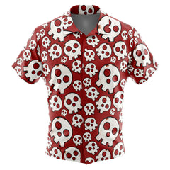 Skull Emblem Fire Force Button Up Hawaiian Shirt