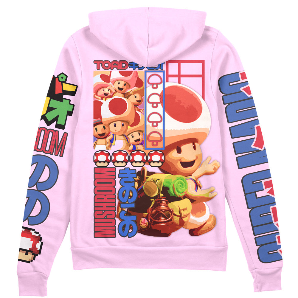 Toad Mario Bros Streetwear Zip Hoodie Jacket