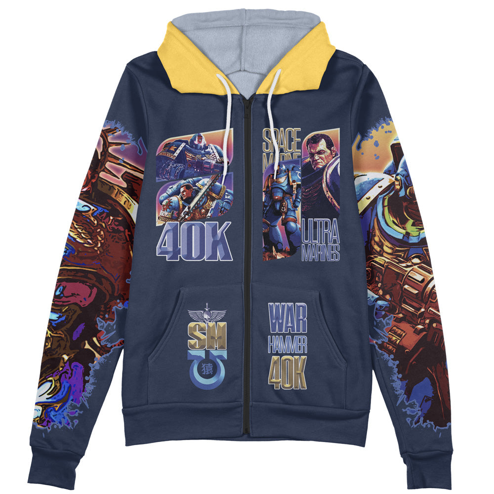 Ultramarines Space Marine 40k Streetwear Zip Hoodie Jacket